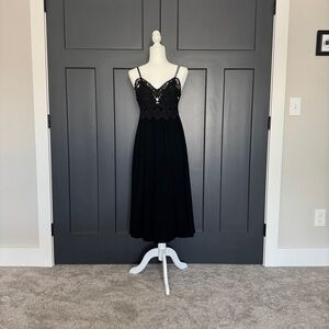 Anthropologie Crochet Top Black Lace Midi Dress Size M